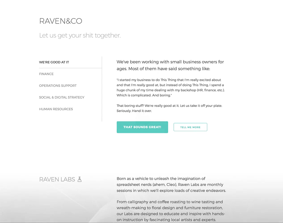 Flying birds animation for Raven&Co website